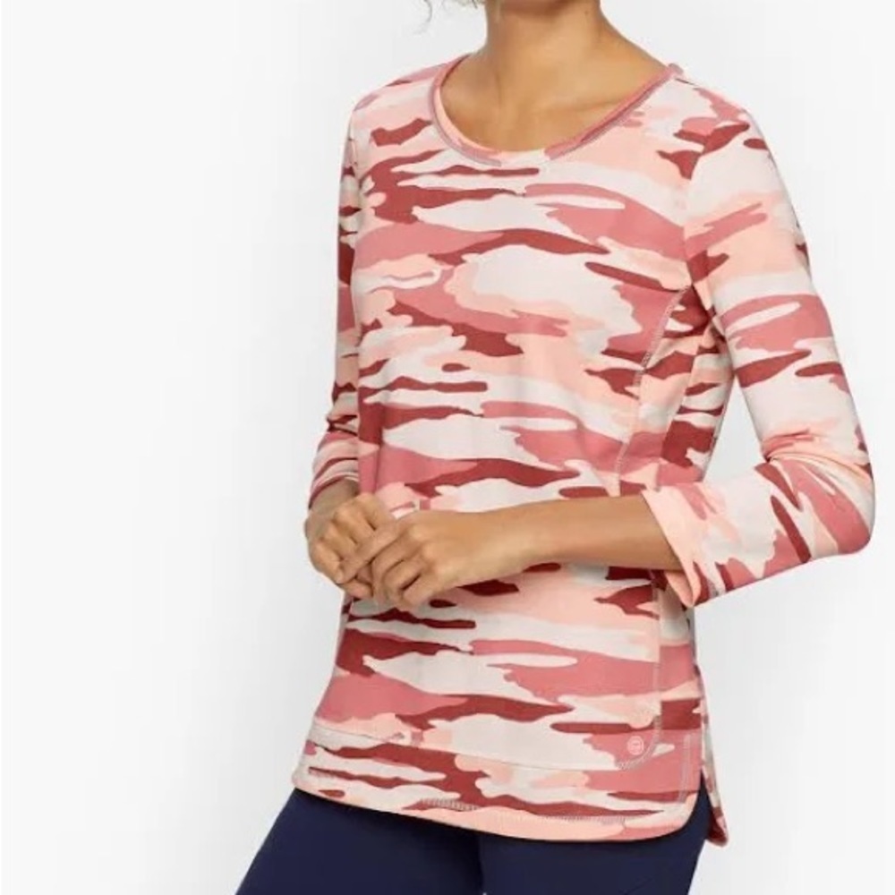 Talbots Camo Classic French Terry Pullover Sweater